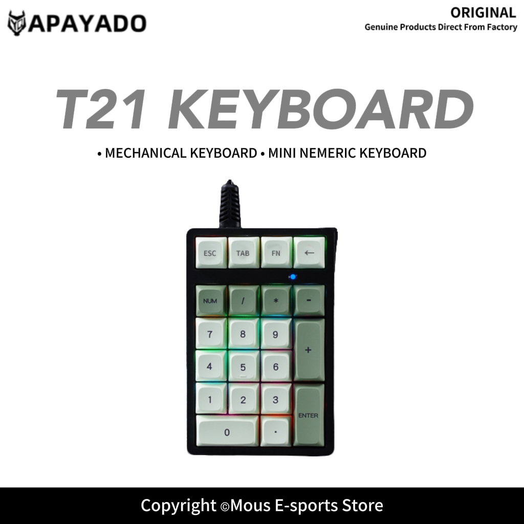 Pbt Keycaps For Numeric Keypad Numpad - T21 APAYADO Bedraad numeriek toetsenbord Blauwe