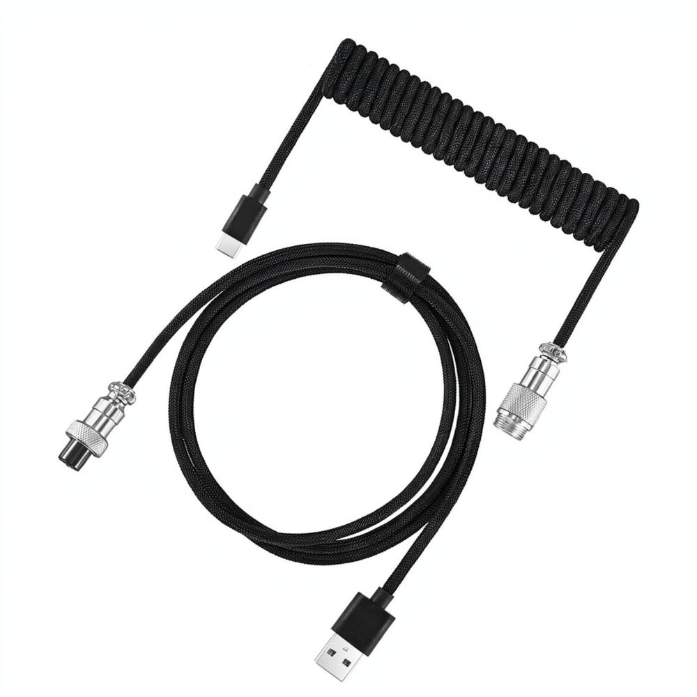 Type C Detachable Cable Coiled Keyboard - Gevlochten kabel voor mechanische toetsenborden, afneembare