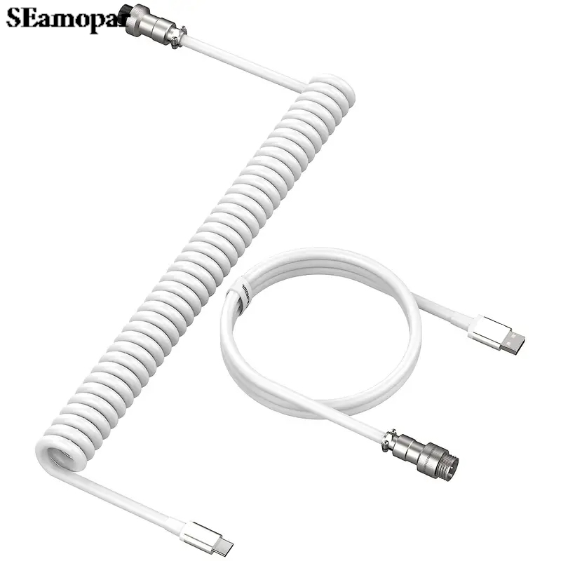 Type C Detachable Cable Coiled Keyboard - Opgerolde toetsenbordkabel Type C naar USB-A