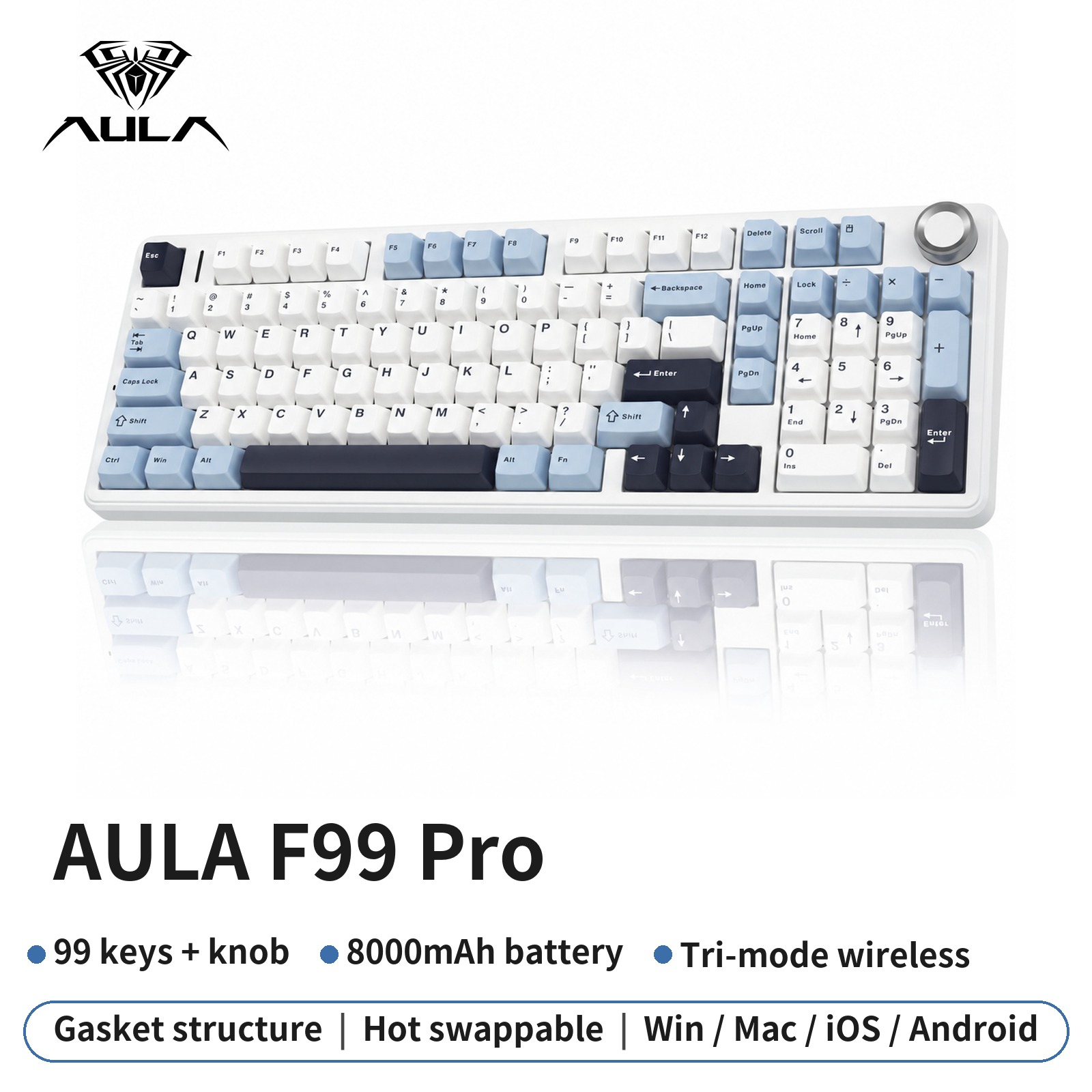 Mechanical Numpad Hot Swap Rgb Wireless - AULA F99 96% Draadloos mechanisch gamingtoetsenbord