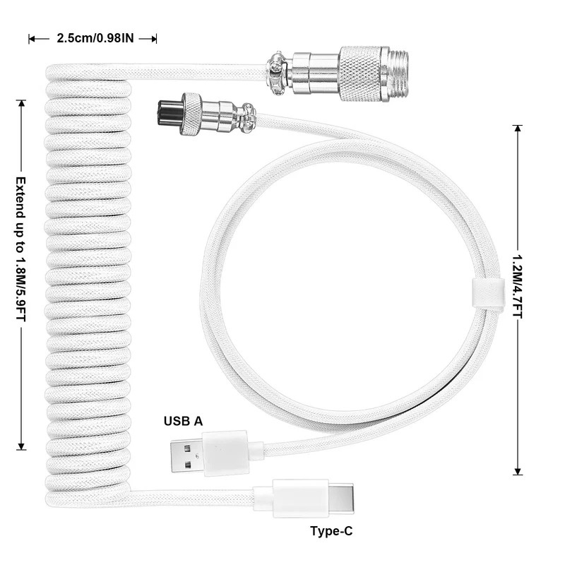 Opgerolde toetsenbordkabel typ - Type C Detachable Cable Coiled Keyboard recensie en prijs